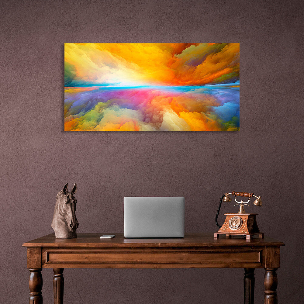 Abstraction pink blue yellow yellow blue colors Abstraction Canvas Wall Art Print