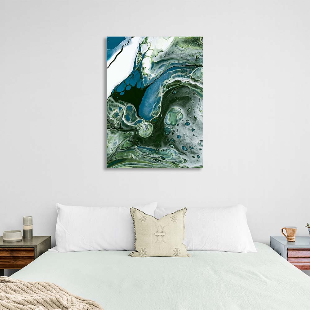 Abstraction Canvas Wall Art Print Divorces of blue-green paint on water