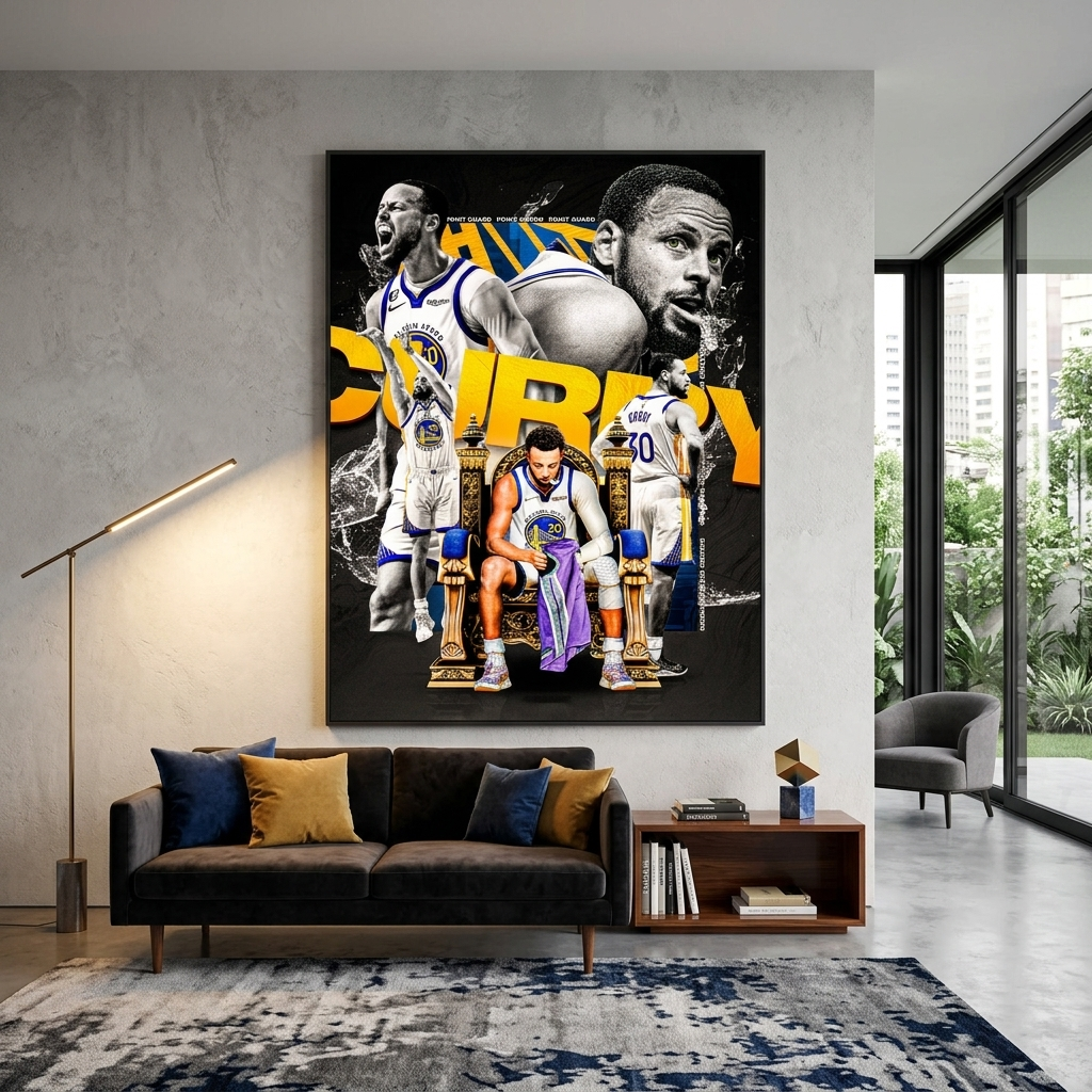 Basketball player Golden State Warriors Stephen Curry Canvas Wall Art Print