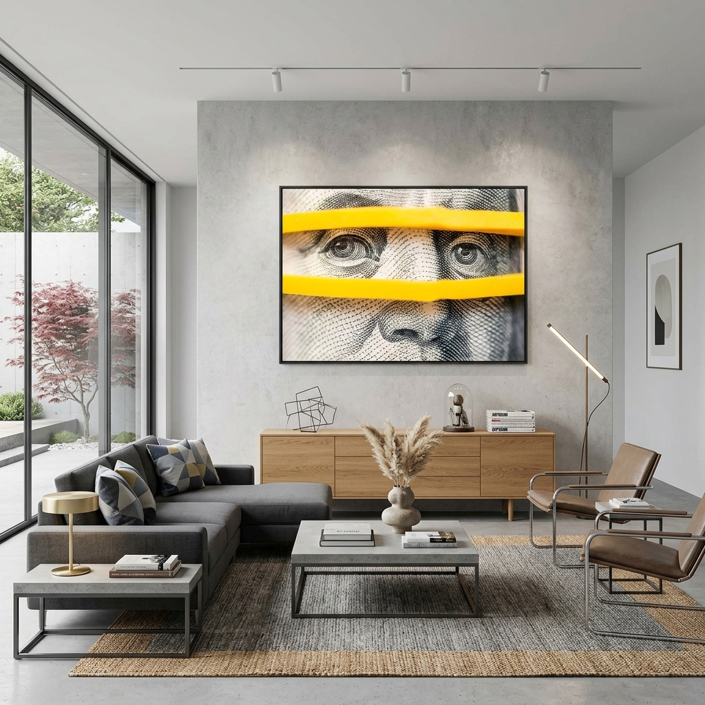 Franklin on the dollar close-up. Inspirational Canvas Wall Art Print