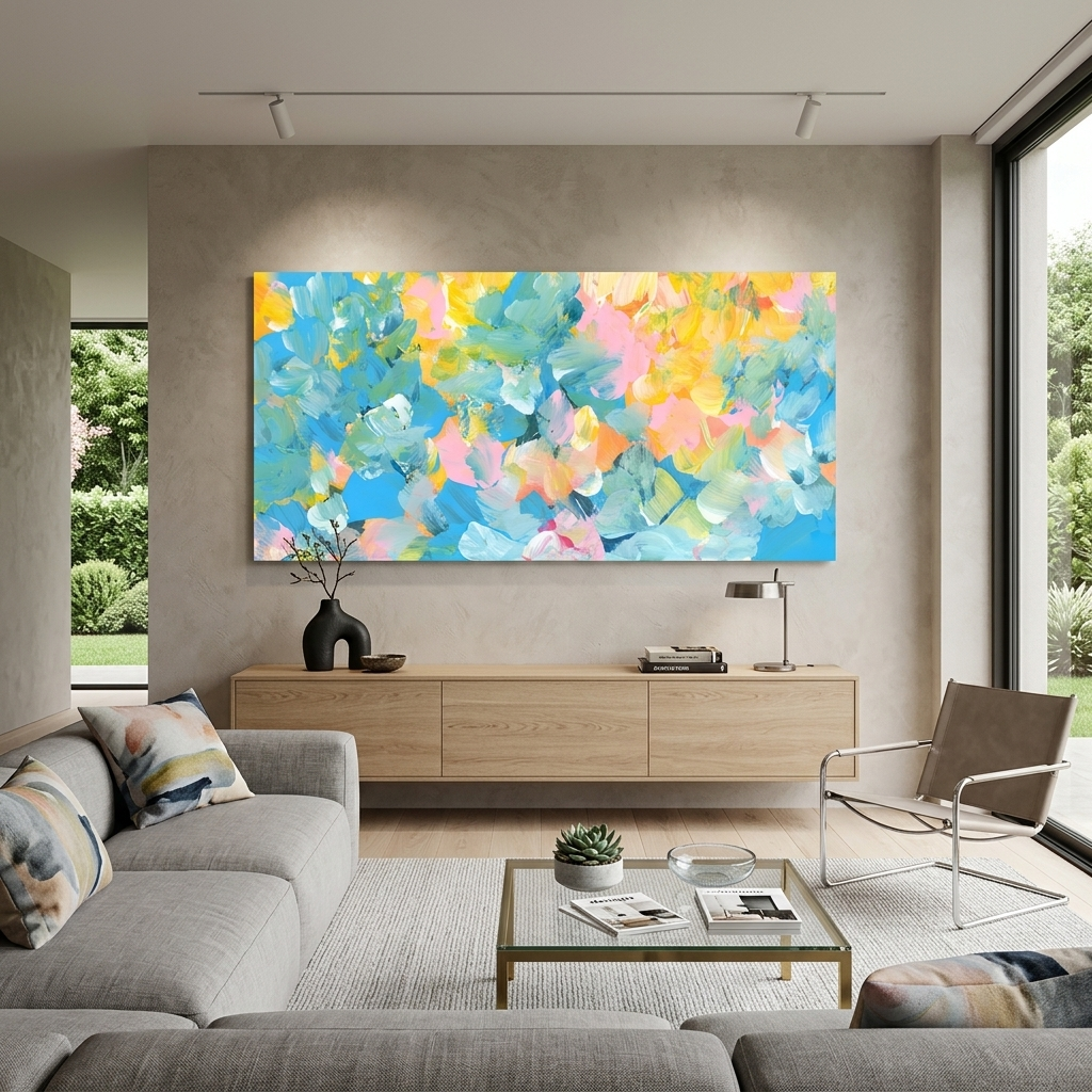 Bright flowers Abstraction Canvas Wall Art Print