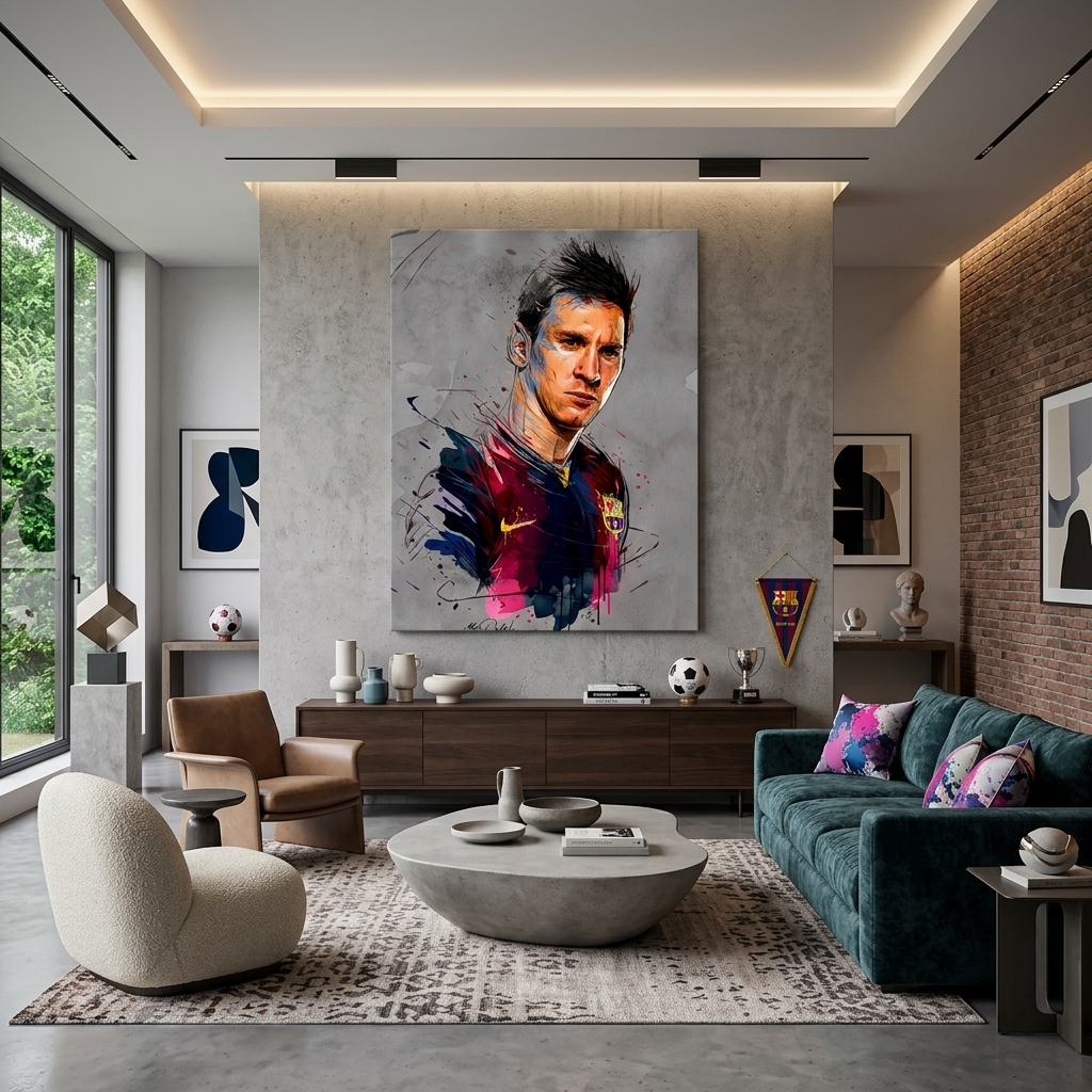 Footballer Lionel Messi Canvas Wall Art Print