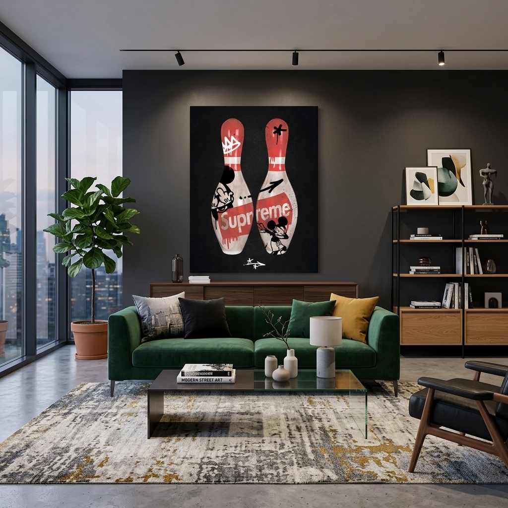 Bowling pin Mickey Canvas Wall Art Print