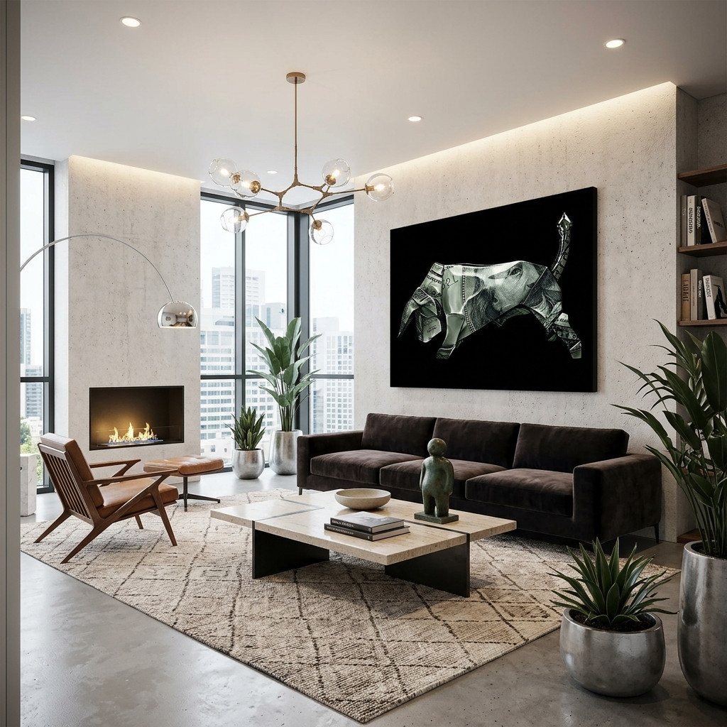 Money bull Origami Canvas Wall Art - Creative Financial Flair for Contemporary Decor