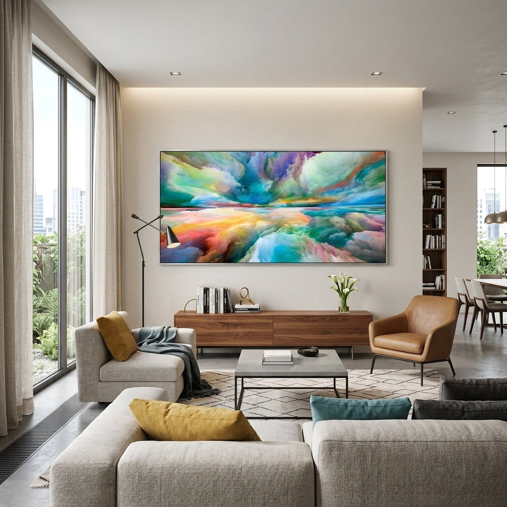 Rainbow clouds Abstraction Canvas Wall Art Print