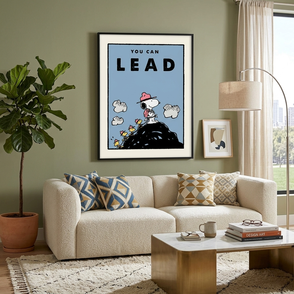 Traveling doggy with the inscription Canvas Wall Art Print