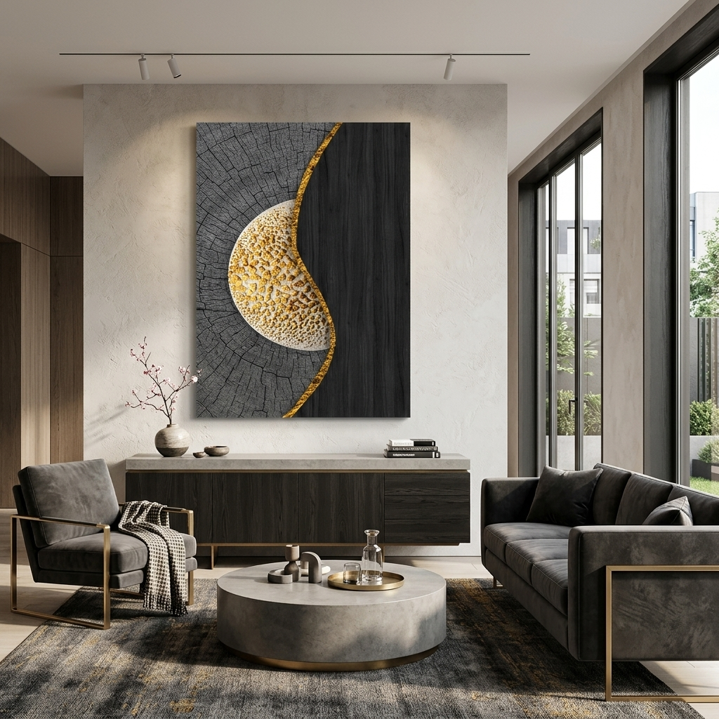 Gray-black Abstraction Canvas Wall Art Print