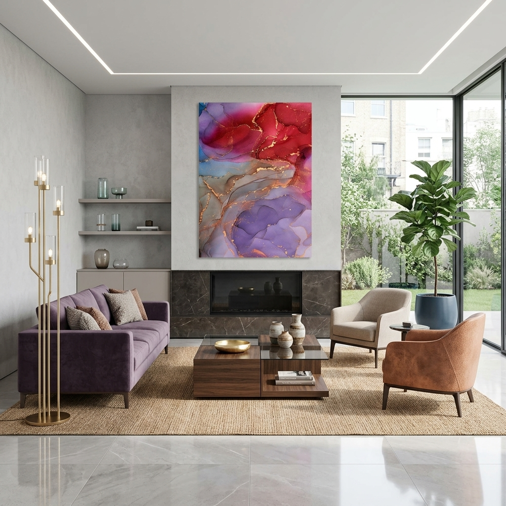 Red-purple Abstraction Canvas Wall Art Print