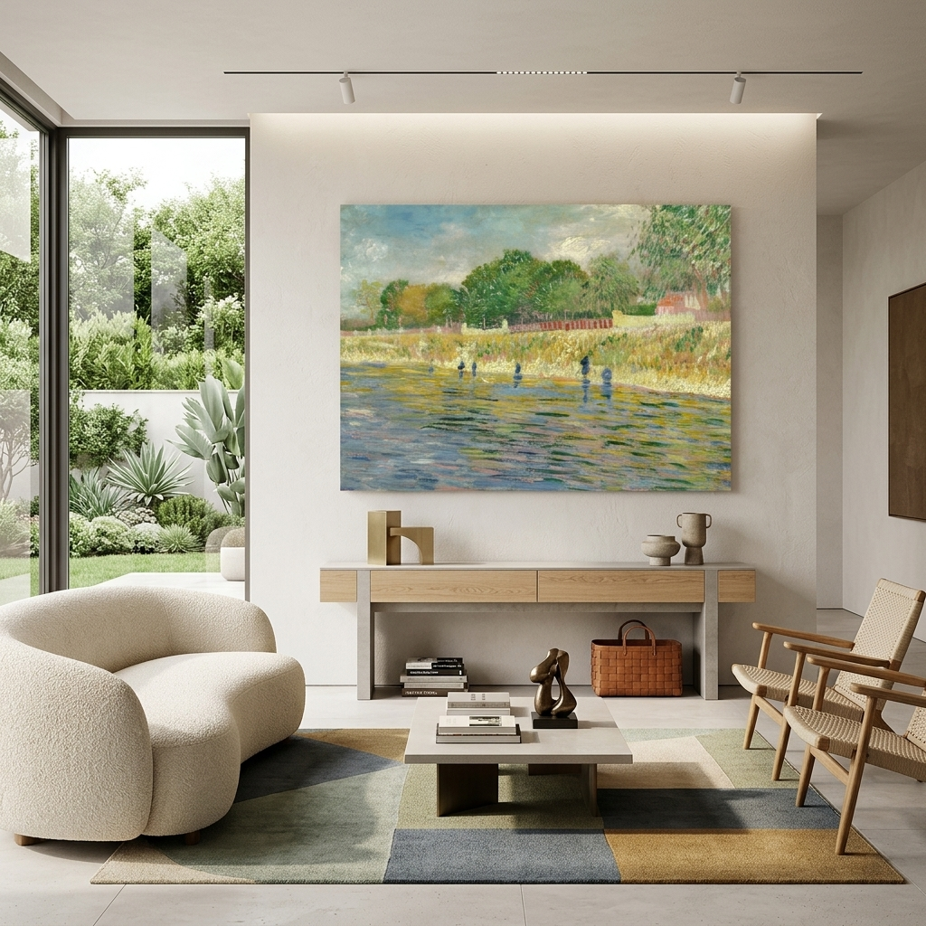 The banks of the Seine by Vincent van Gogh Reproduction Canvas Wall Art Print