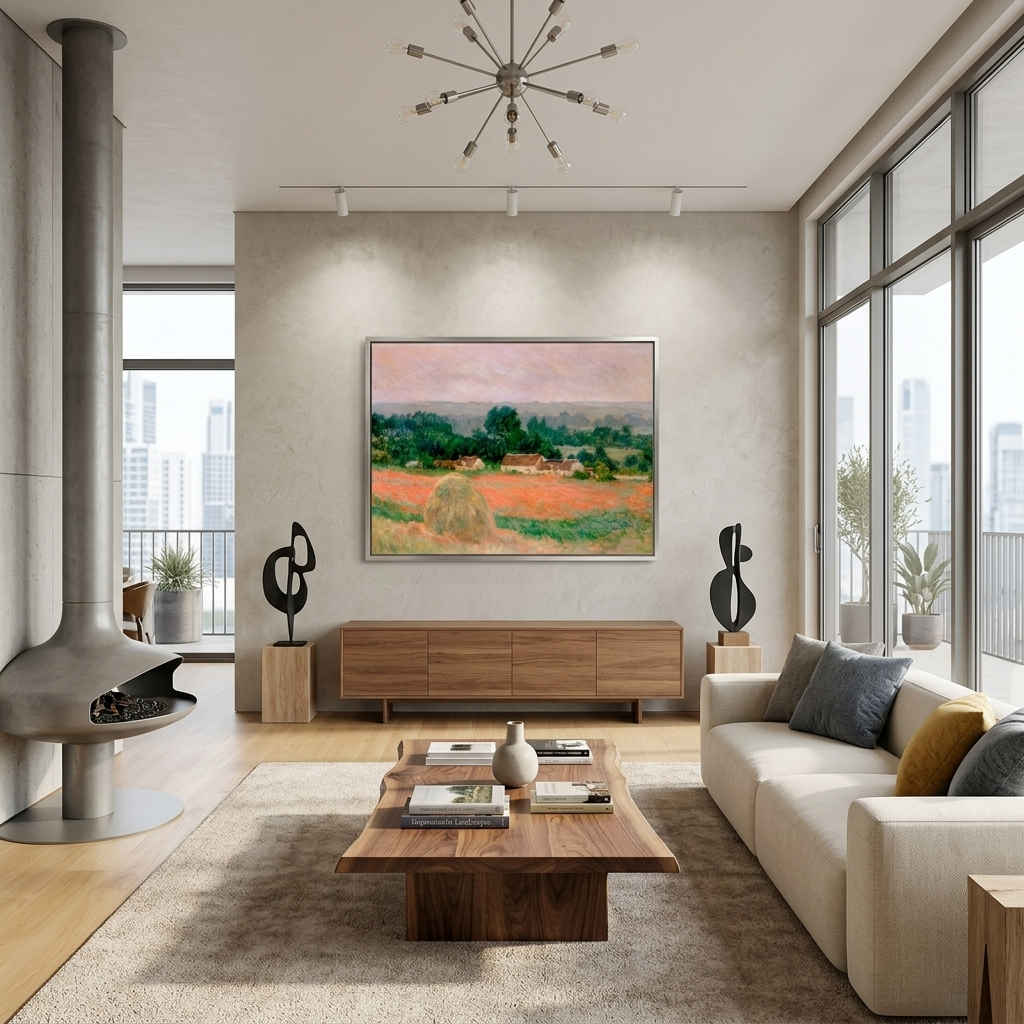 Haystack in Giverny Reproduction Canvas Wall Art Print