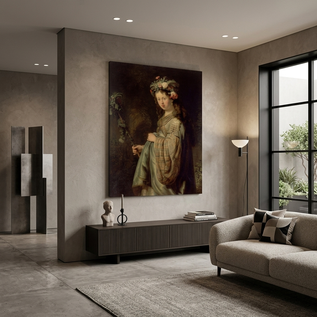 Saskia as Flora Rembrandt Reproduction Canvas Wall Art Print