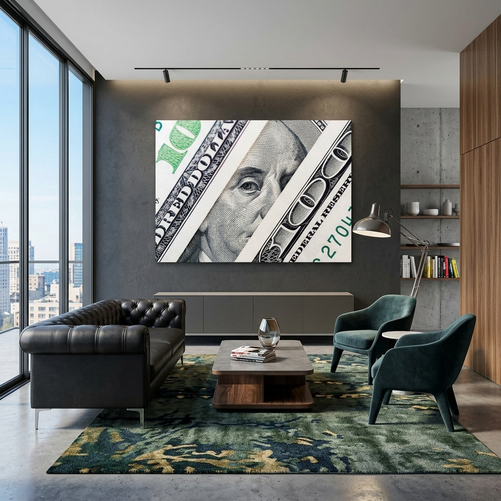 To the office for motivation $100 Benjamin's View Inspirational Canvas Wall Art Print