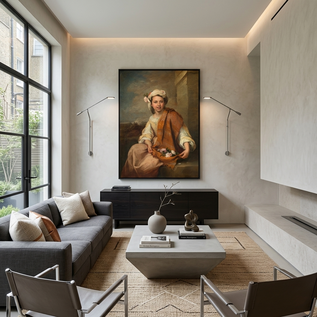 Girl with Flowers by Bartolomé Esteban Murillo Reproduction Canvas Wall Art Print
