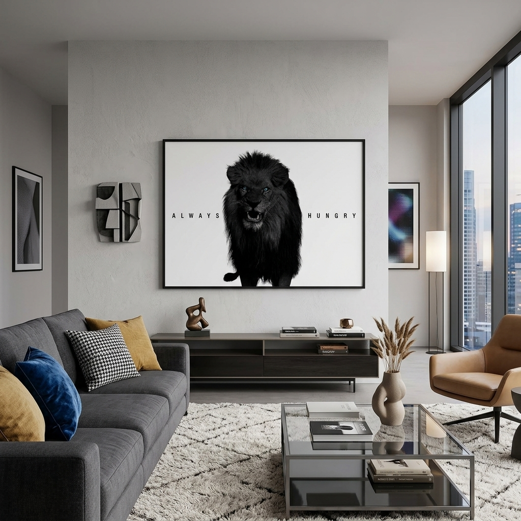The lion is always hungry Motivational Canvas Wall Art Print