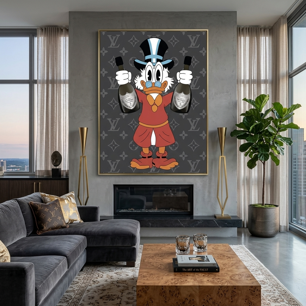 Scrooge with champagne gray Inspirational Canvas Wall Art Print