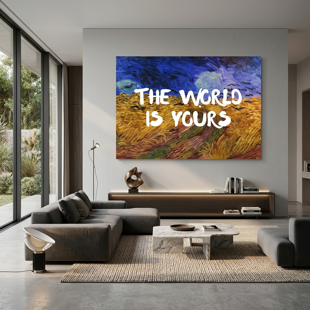 Canvas Wall Art Print Starry Night Van Gogh. World is yours