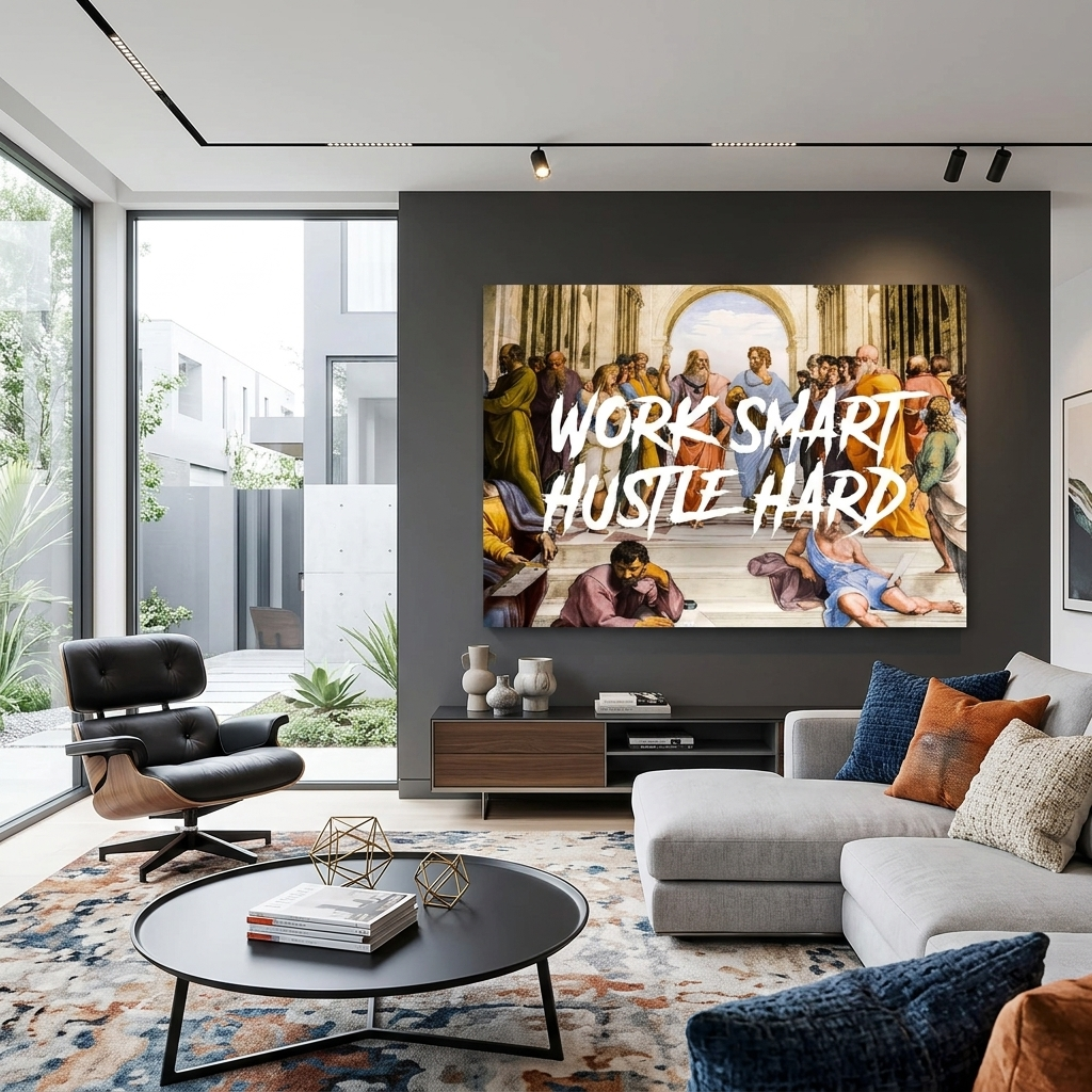 Philosophers Work smart hustle hard Motivational Canvas Wall Art Print