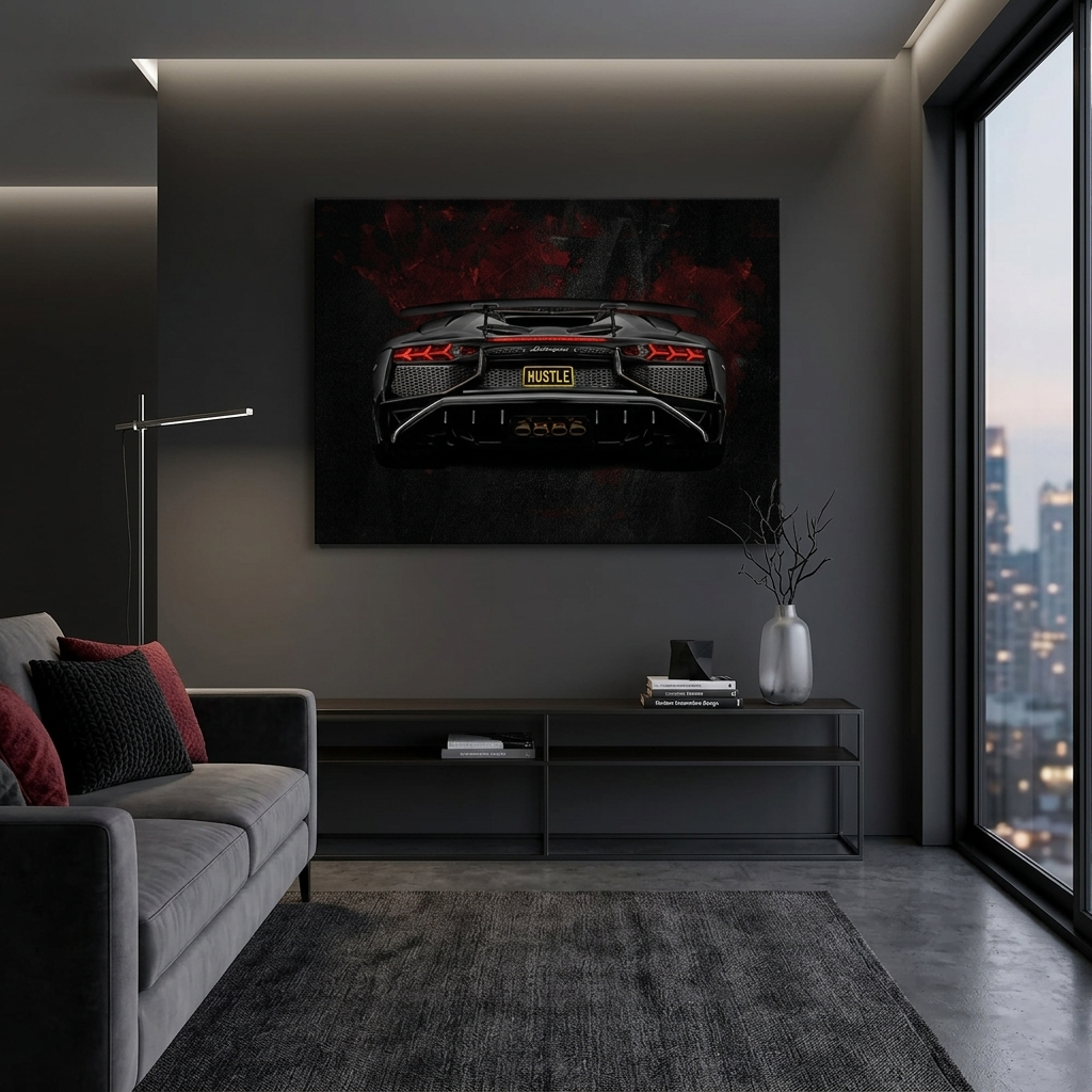 Lamborghini Aventador rear view Canvas Wall Art Print