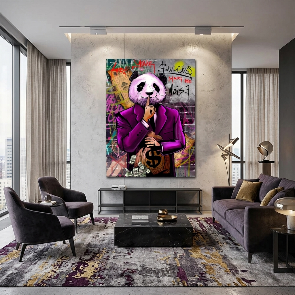 For motivation Money Panda Make the noise Motivational Canvas Wall Art Print