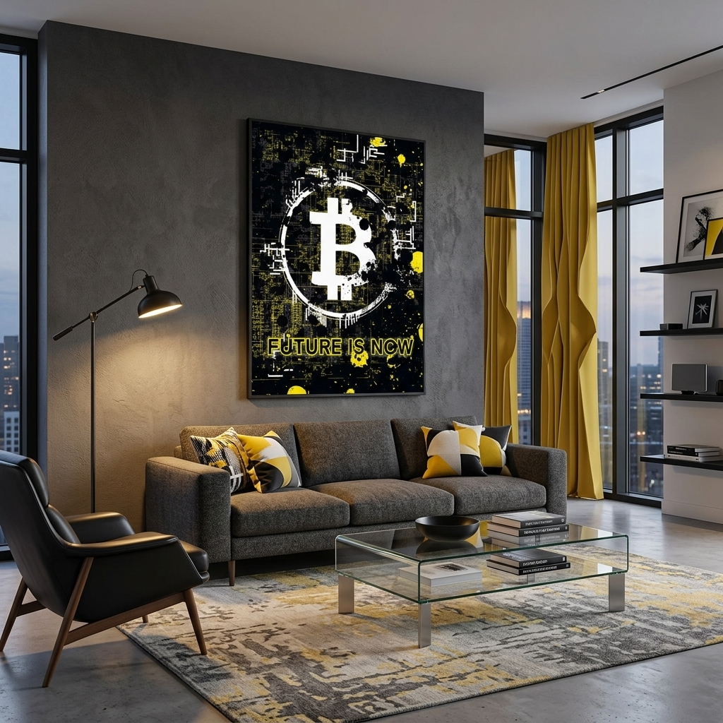 Bitcoin The future is now Inspirational Canvas Wall Art Print