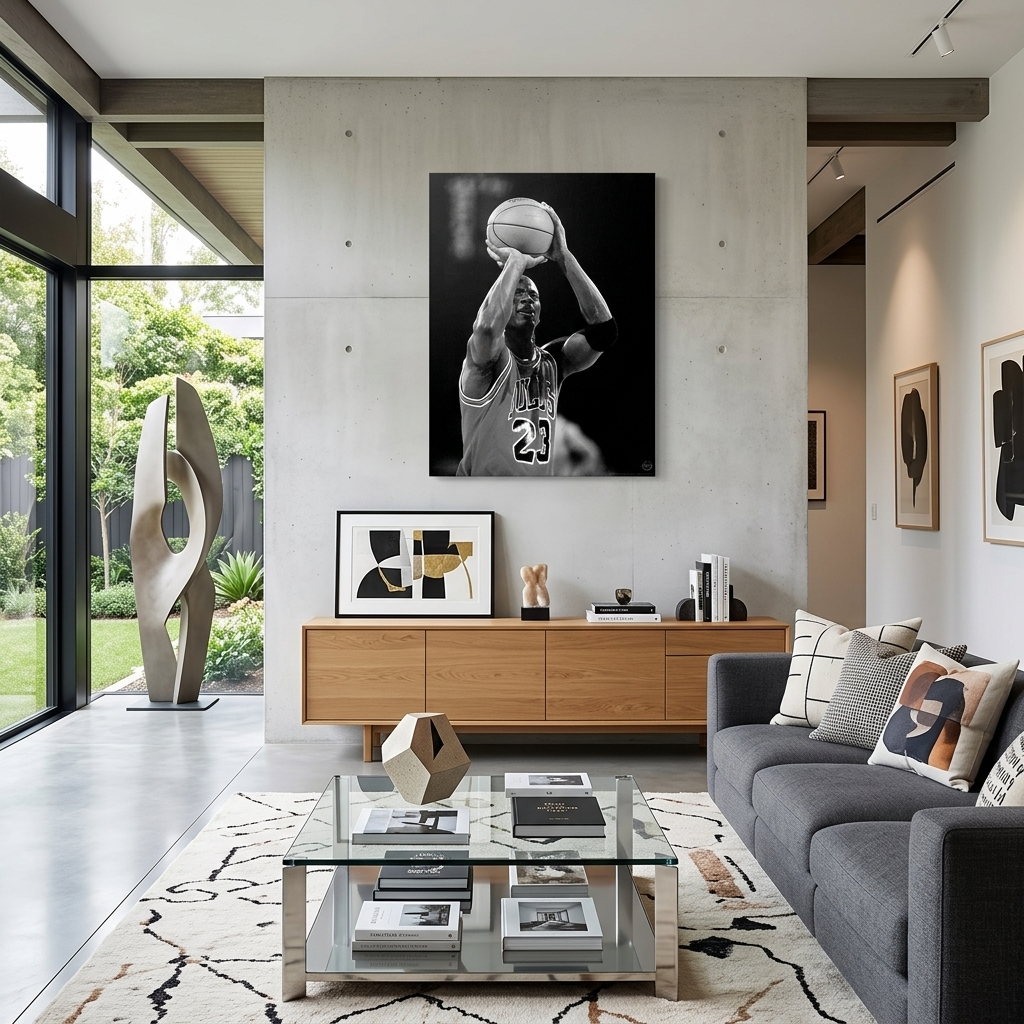 Michael Jordan: Iconic Shot Black & White Canvas Wall Art