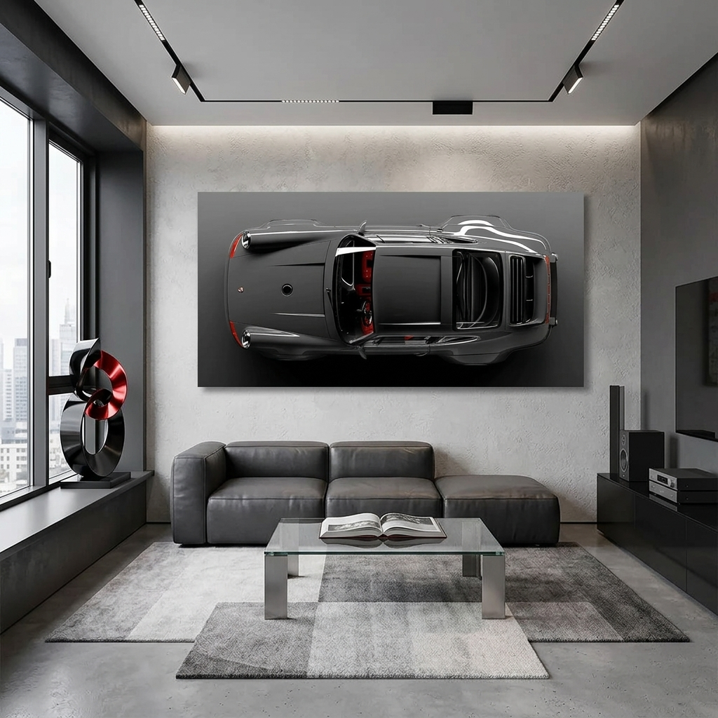 Porsche top view Canvas Wall Art Print