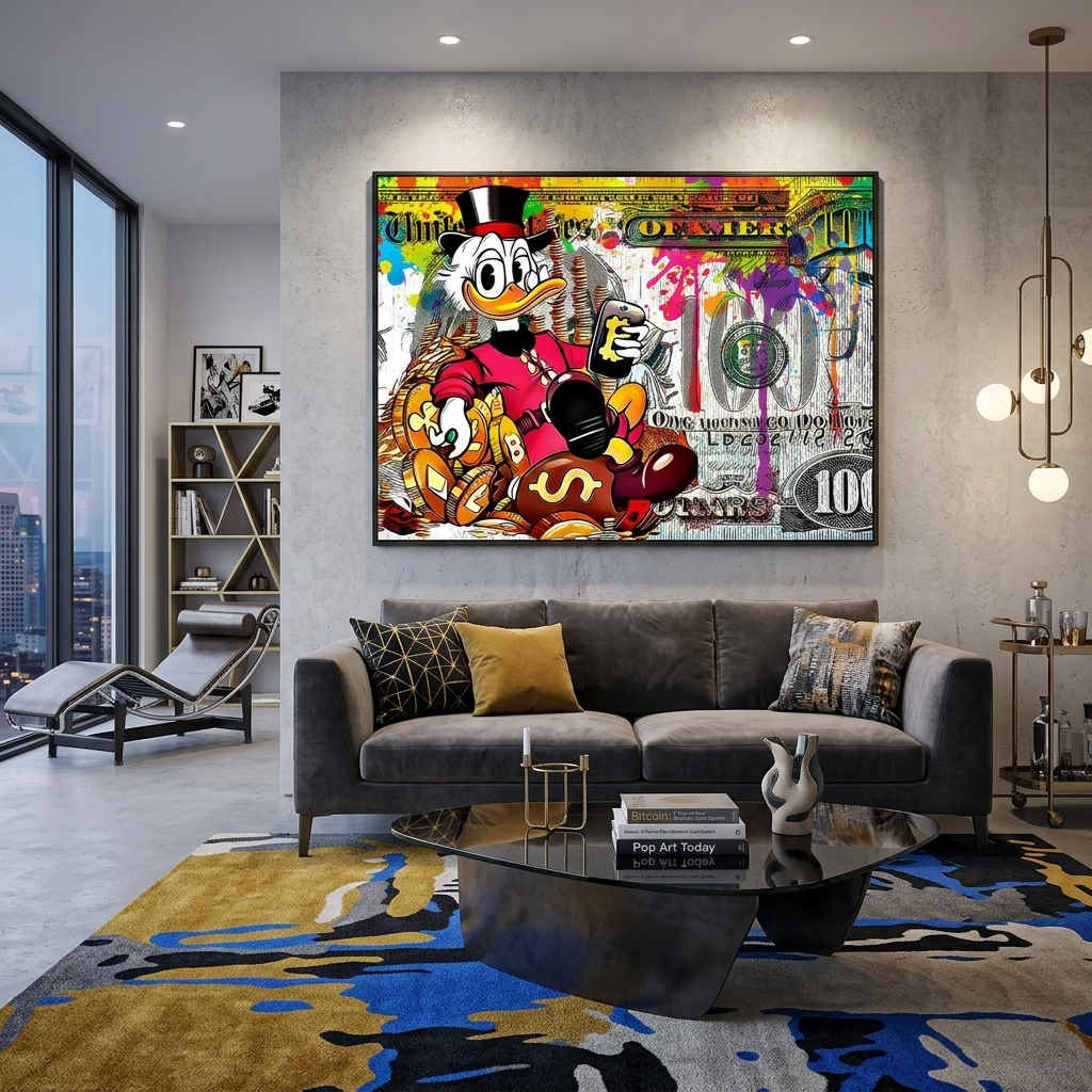 Scrooge 100 dollars Inspirational Canvas Wall Art Print