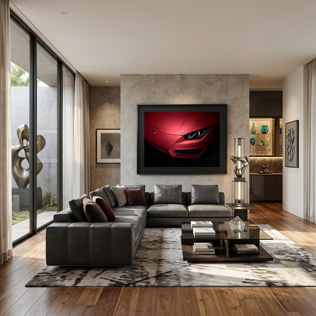 Canvas Wall Art Print front headlight Red Lamborghini