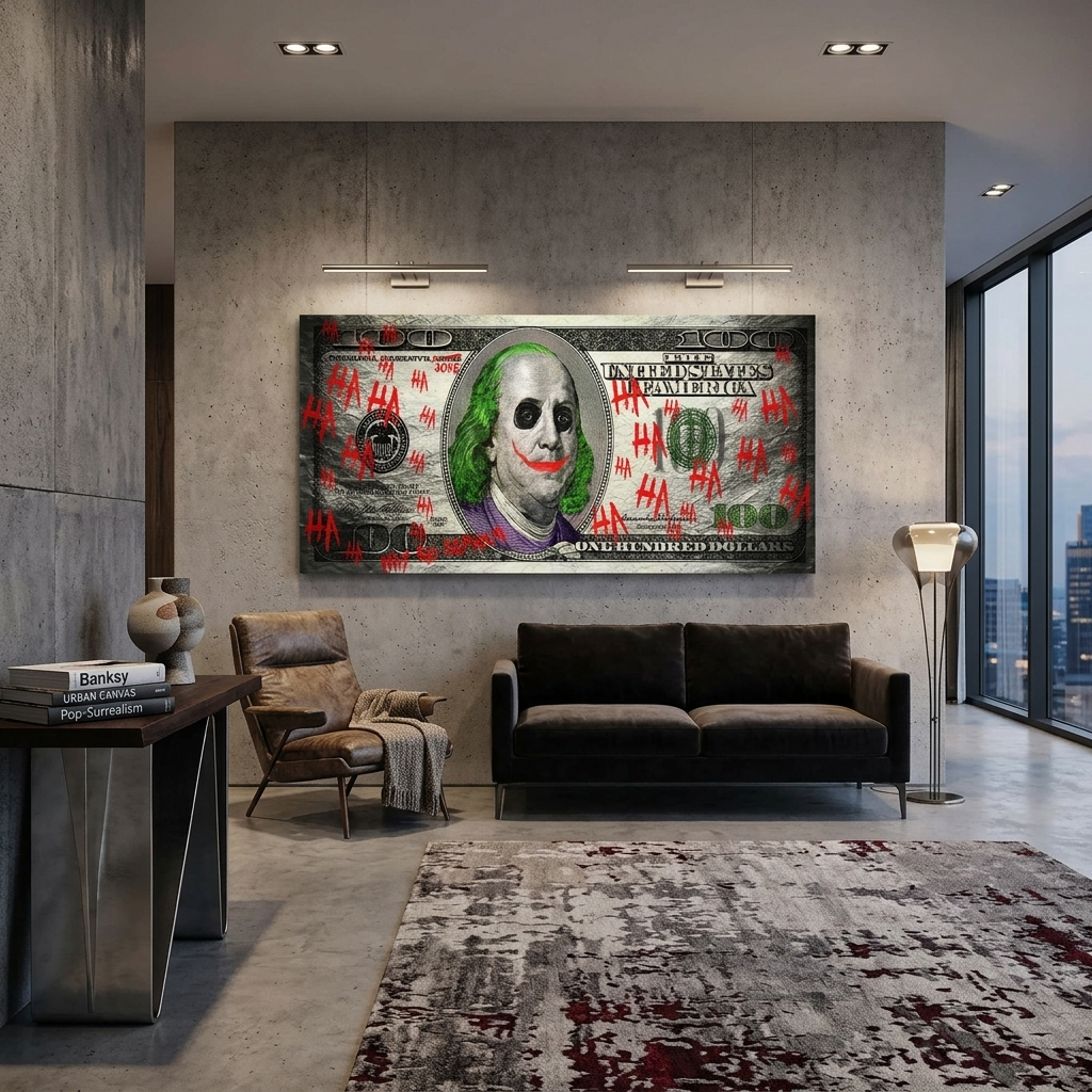 100 dollar Joker Inspirational Canvas Wall Art Print