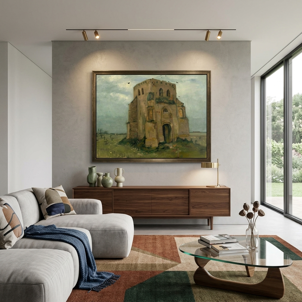 The old church tower in Nuenen Van Gogh Reproduction Canvas Wall Art Print