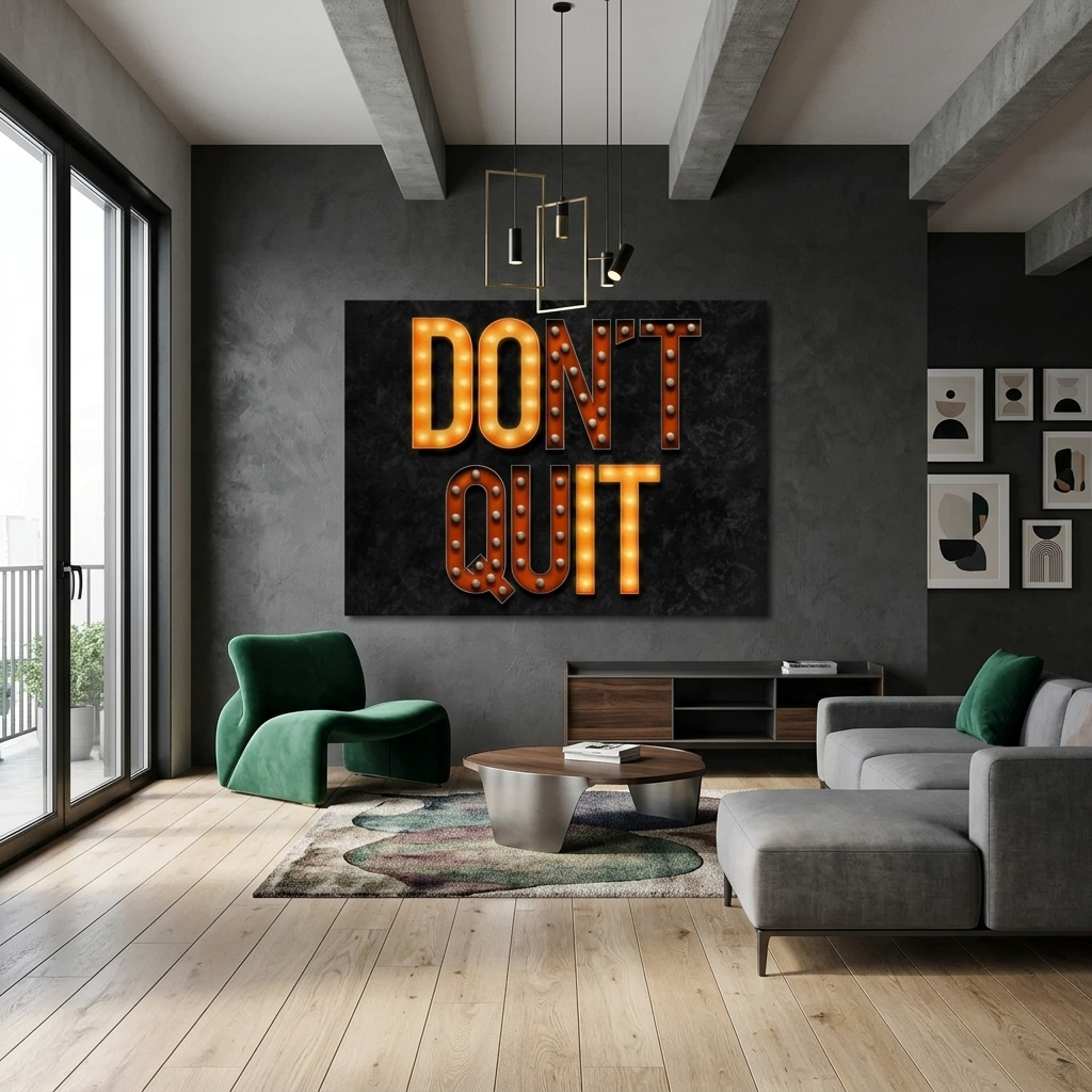 To motivate Don't quit light Motivational Canvas Wall Art Print
