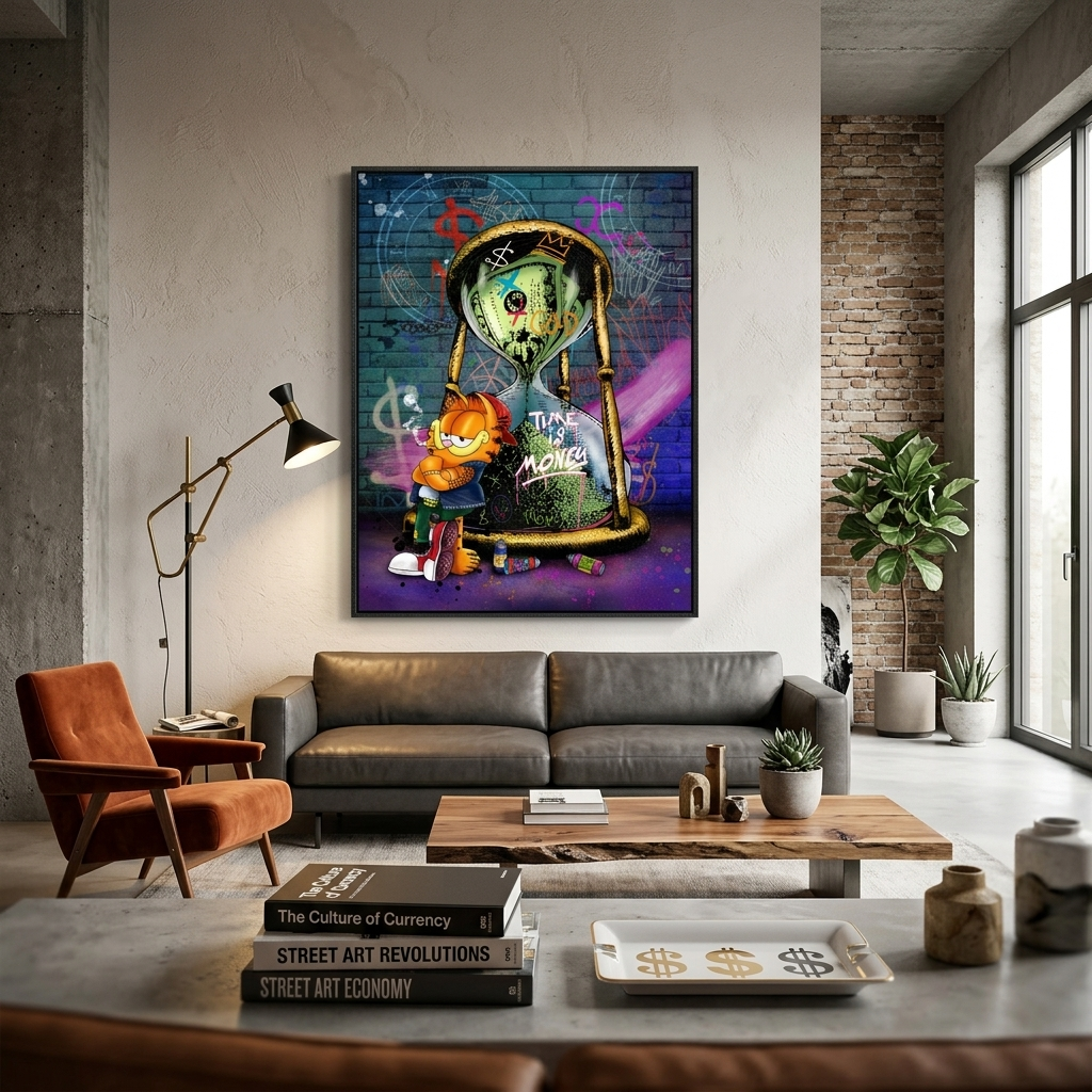 For motivation Time money Garfield Motivational Canvas Wall Art Print