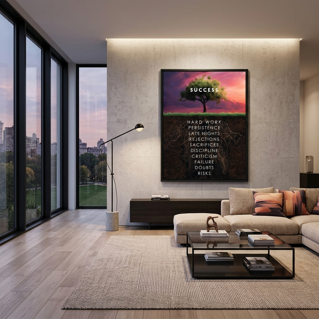 To motivate the Success tree Motivational Canvas Wall Art Print