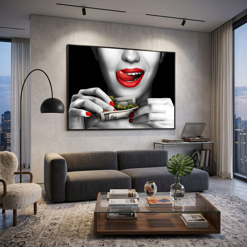 A woman twists a dollar Motivational Canvas Wall Art Print
