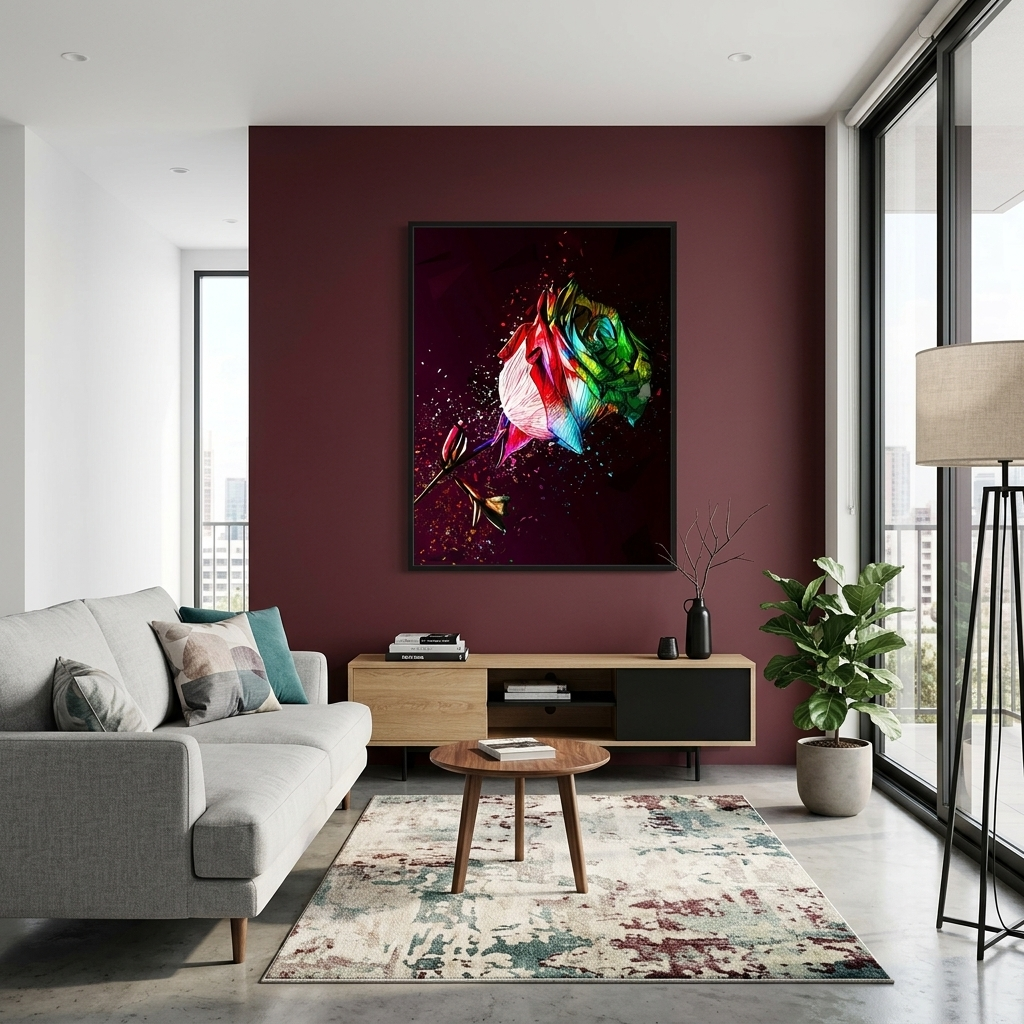 For home Colored rose Canvas Wall Art Print