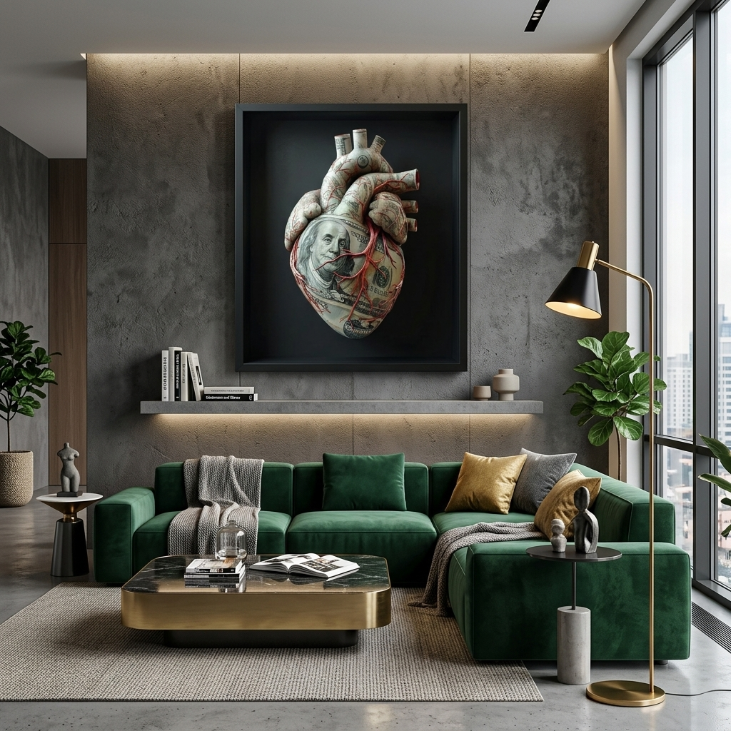 Financial Heart Canvas Wall Art - Unique Blend of Passion and Prosperity