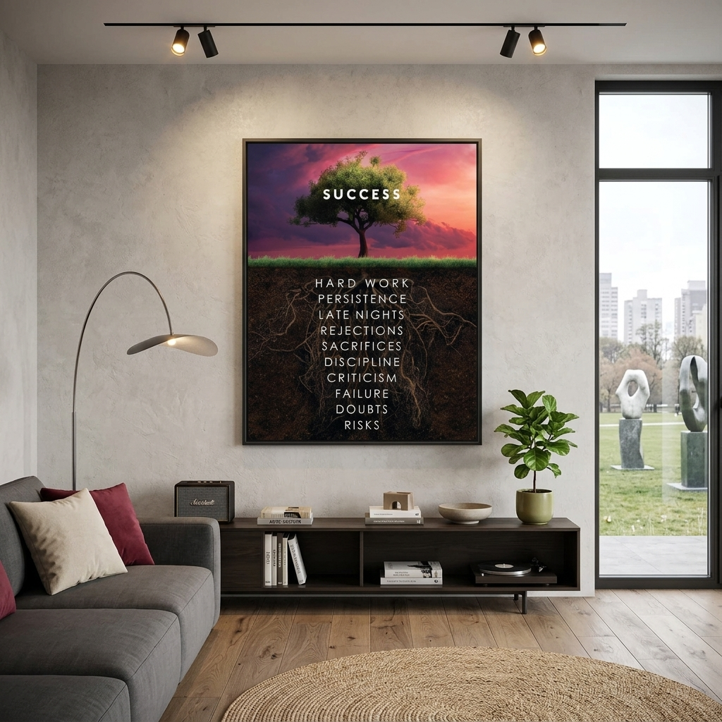 To motivate the Success tree Motivational Canvas Wall Art Print