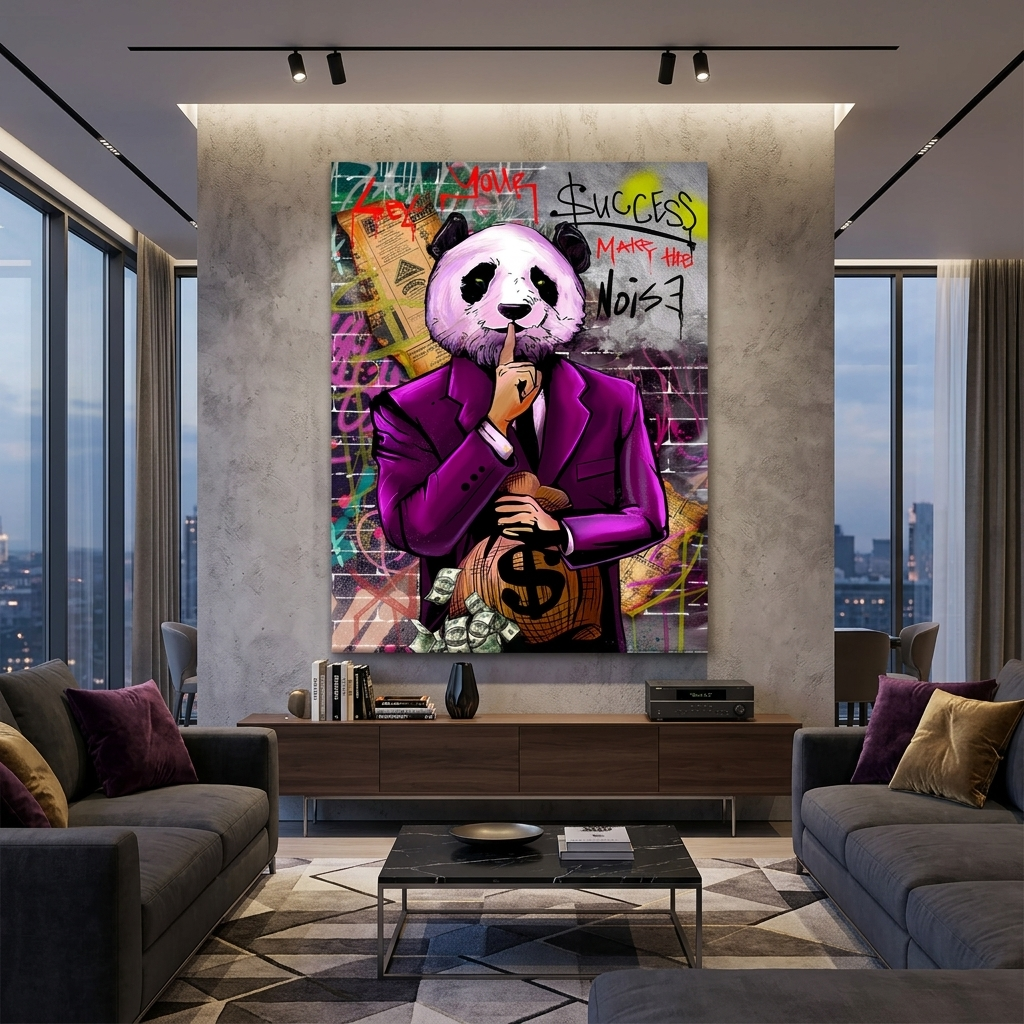 For motivation Money Panda Make the noise Motivational Canvas Wall Art Print