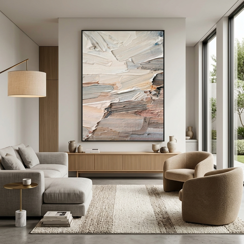 Paint strokes in light colors Abstraction Canvas Wall Art Print