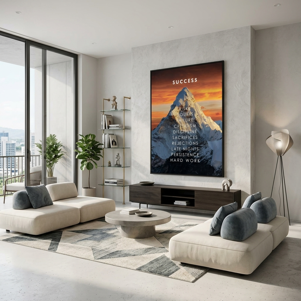 To motivate Success mountain Motivational Canvas Wall Art Print