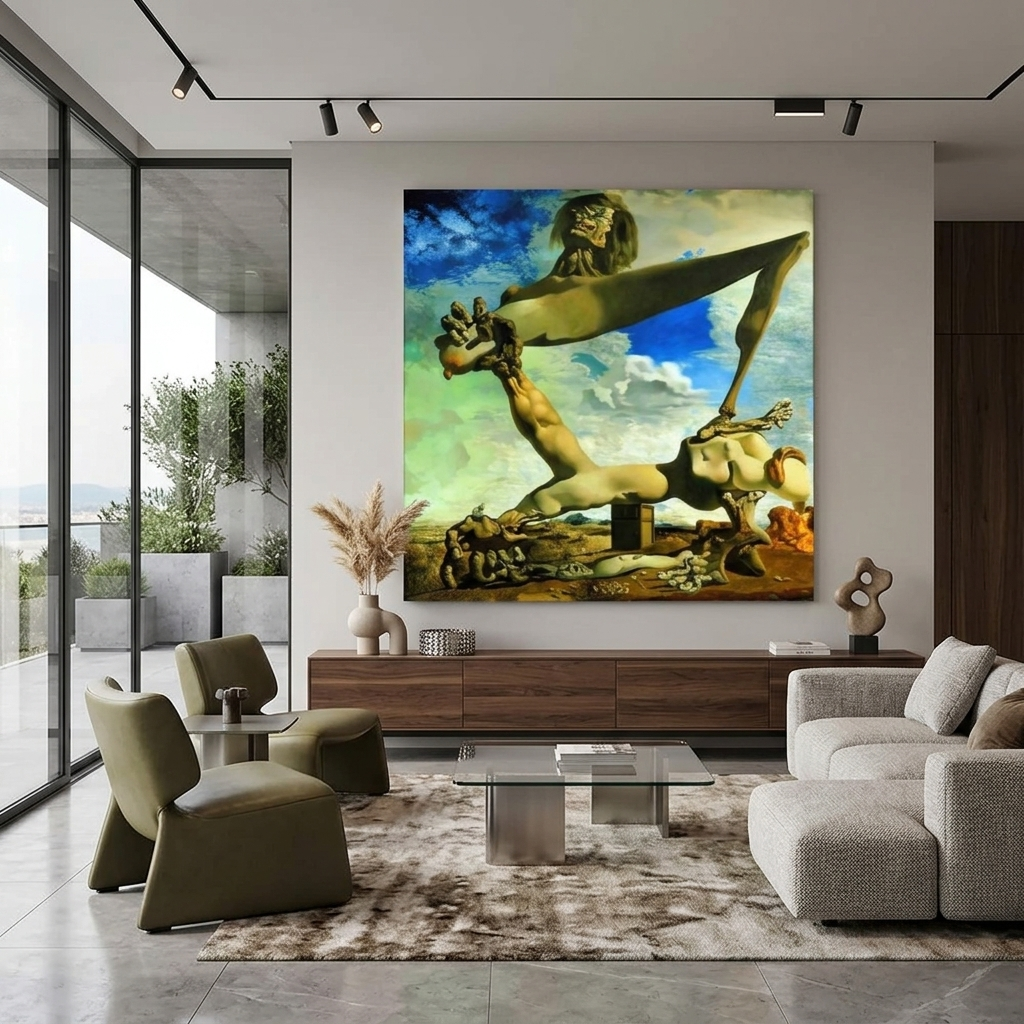 Soft construction with beans Reproduction Canvas Wall Art Print