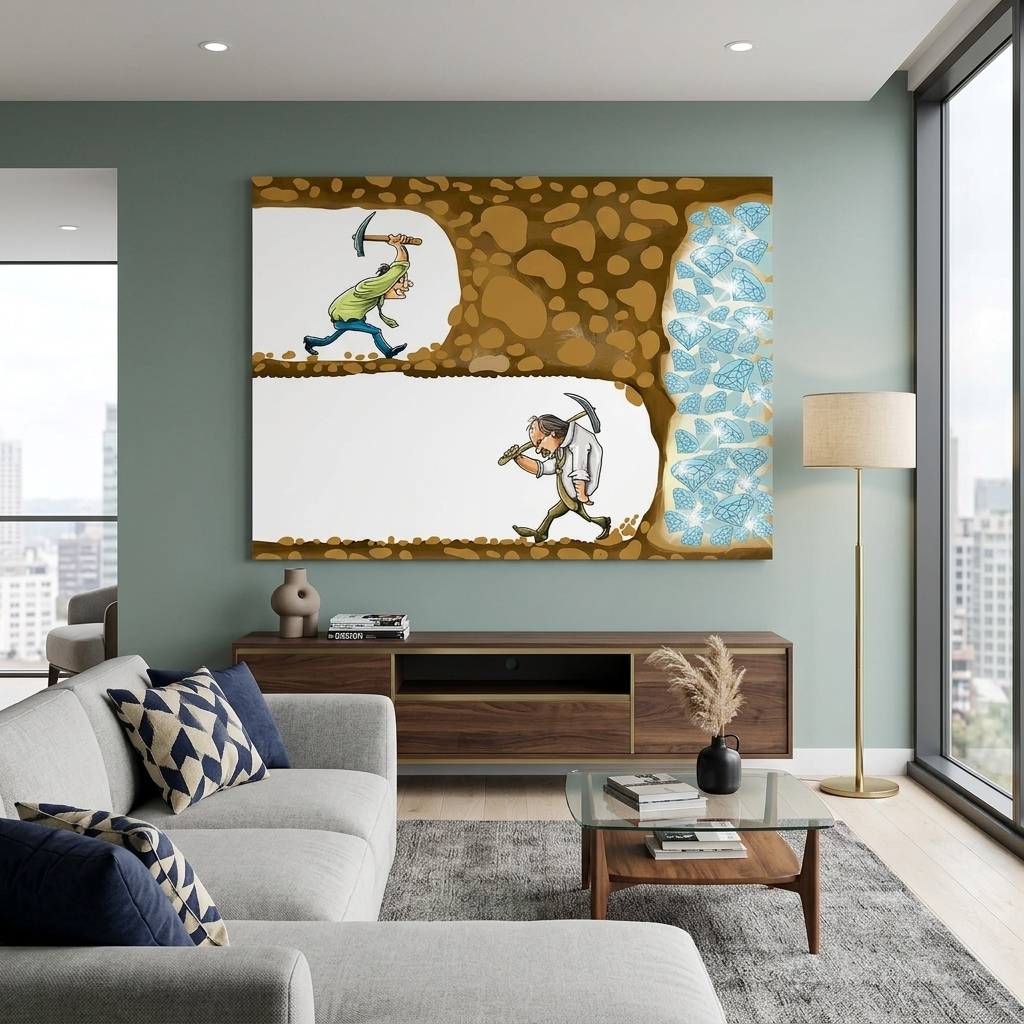 Two miners Motivational Canvas Wall Art Print