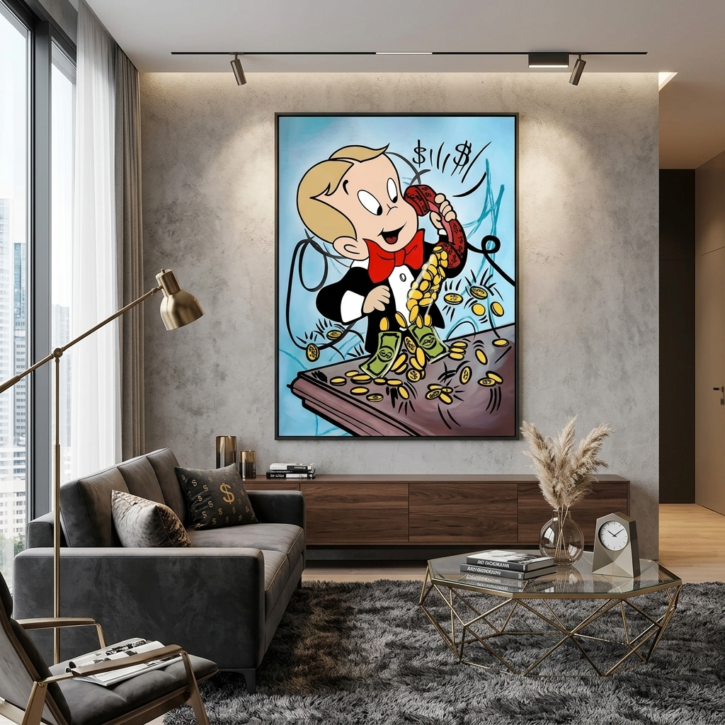 Monopoly money calls Canvas Wall Art Print