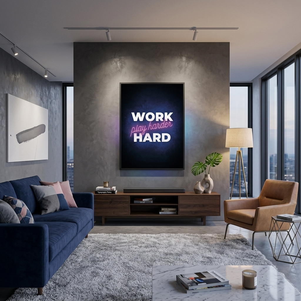 Inscription on dark blue background with black border Motivational Canvas Wall Art Print