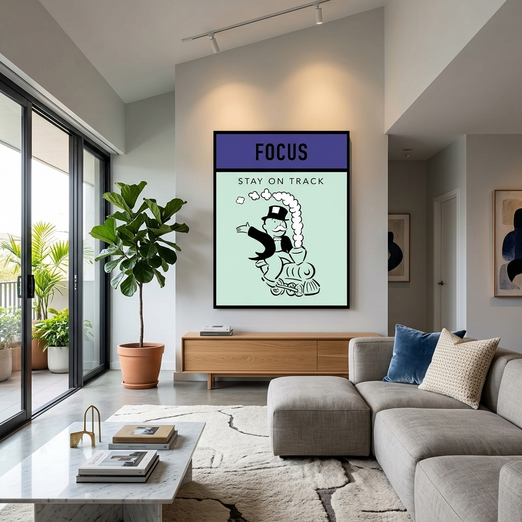 Monopoly Stay on track Canvas Wall Art Print