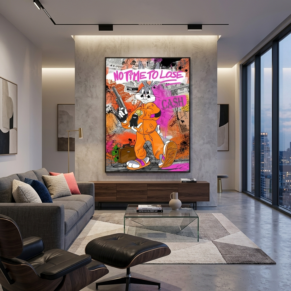There's no time to waste Bugs Bunny Motivational Canvas Wall Art Print