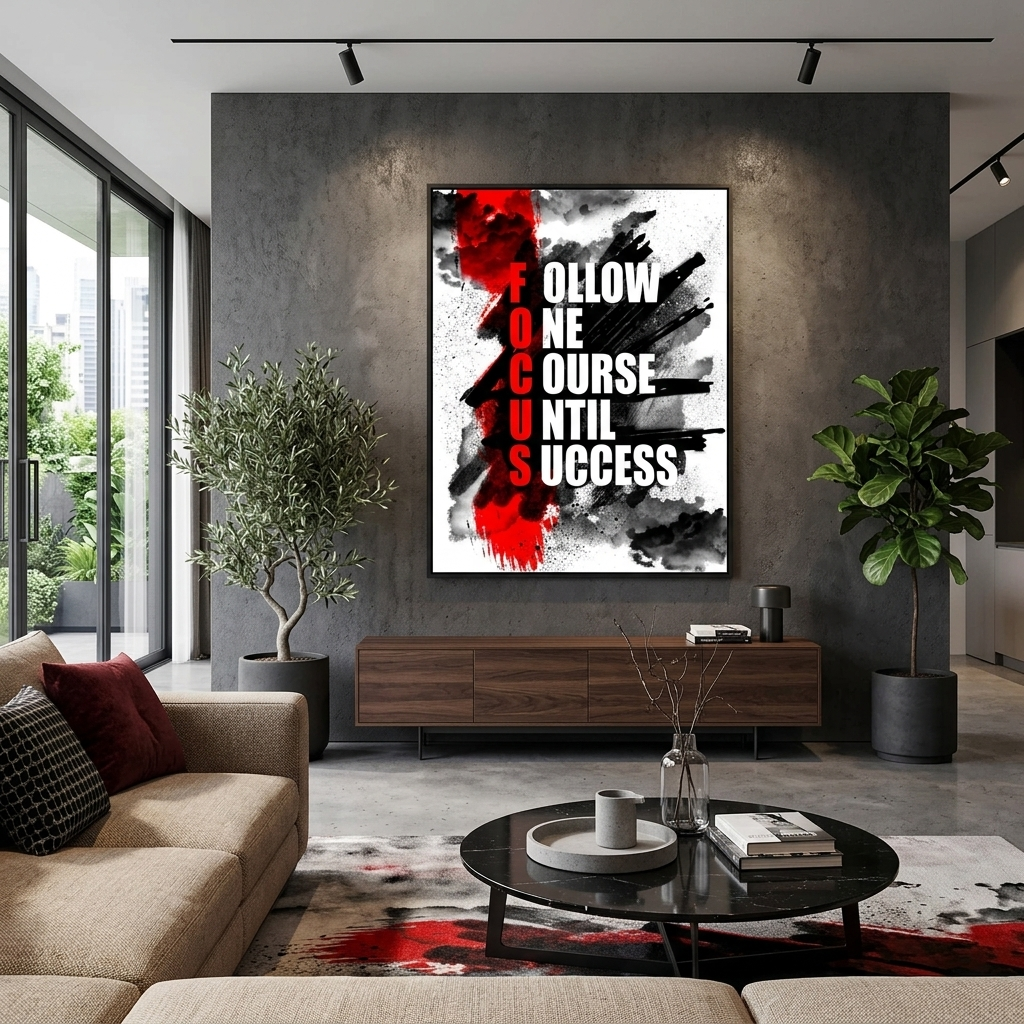 For motivation Focus Motivational Canvas Wall Art Print