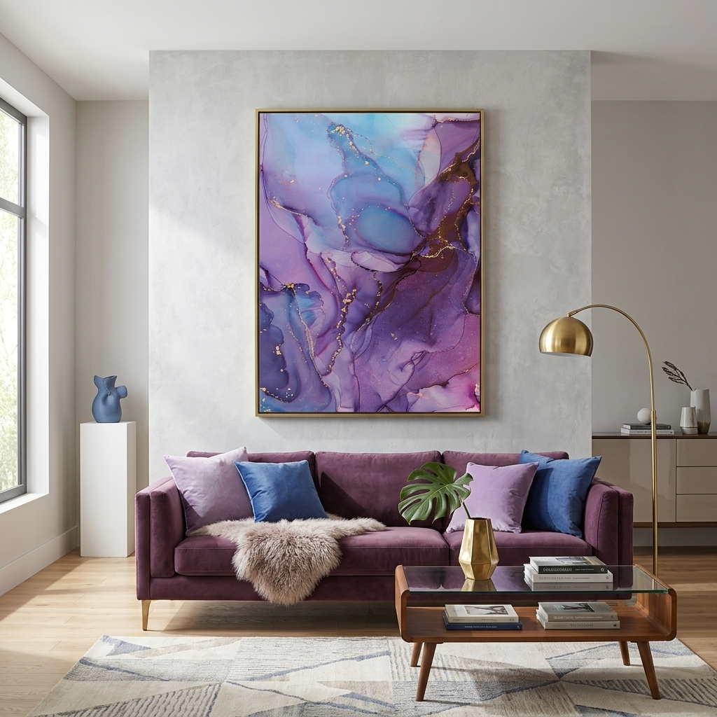 Lavender pink Abstraction Canvas Wall Art Print