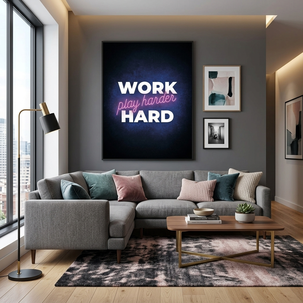 Inscription on dark blue background with black border Motivational Canvas Wall Art Print