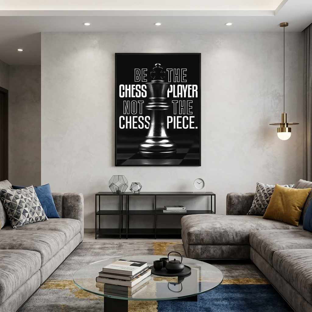 For motivation Chess King Black Motivational Canvas Wall Art Print